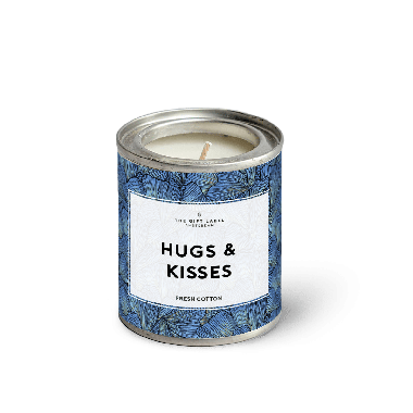 Kleine geurkaars in blik - Hugs and kisses - Fresh cotton